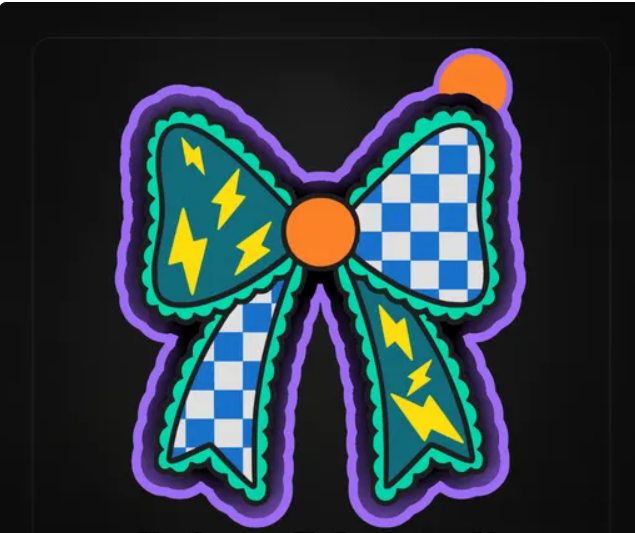 Checkered Bow with Lightning Bolts Freshie Mold