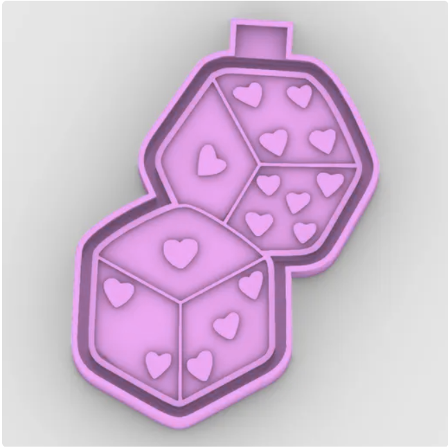 Valentine Heart Dice Freshie Mold