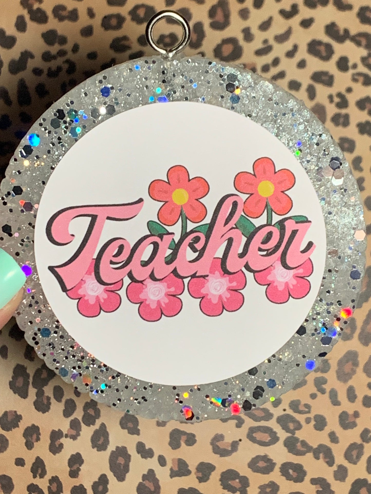 Teacher with Flowers Cardstock Freshie
