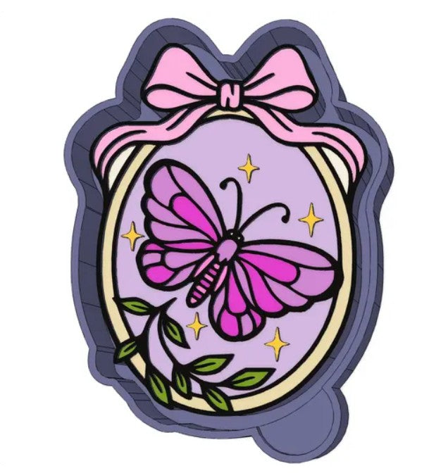 Butterfly Frame with Bow Freshie Mold