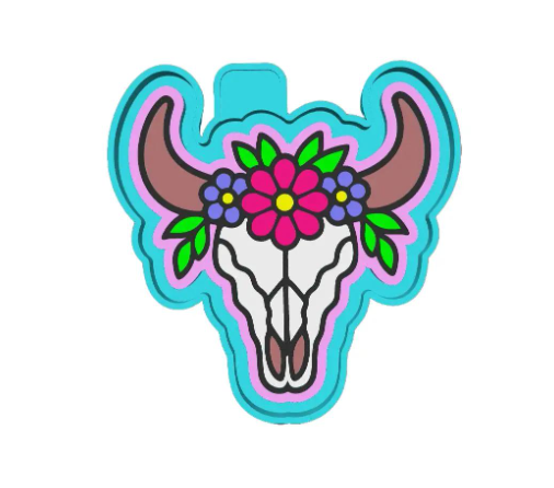 Floral Western Bull Skull Freshie Mold