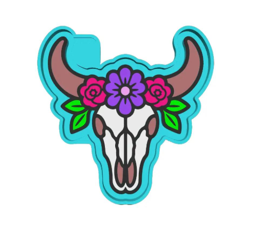Floral Western Bull Skull Freshie Mold