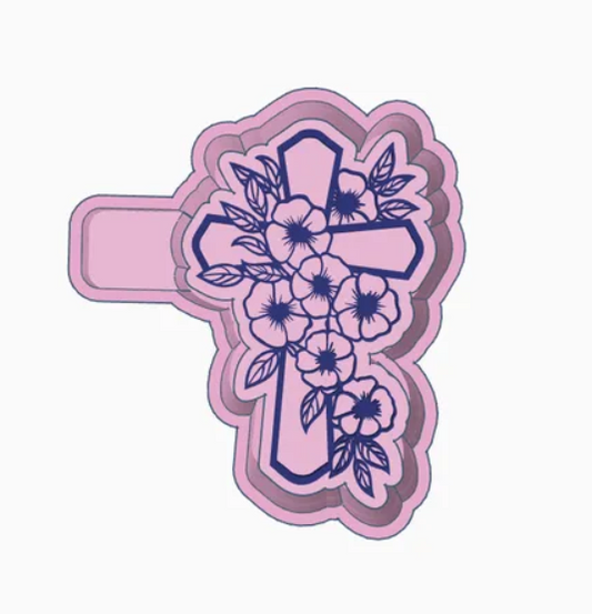 Floral Cross Freshie Mold