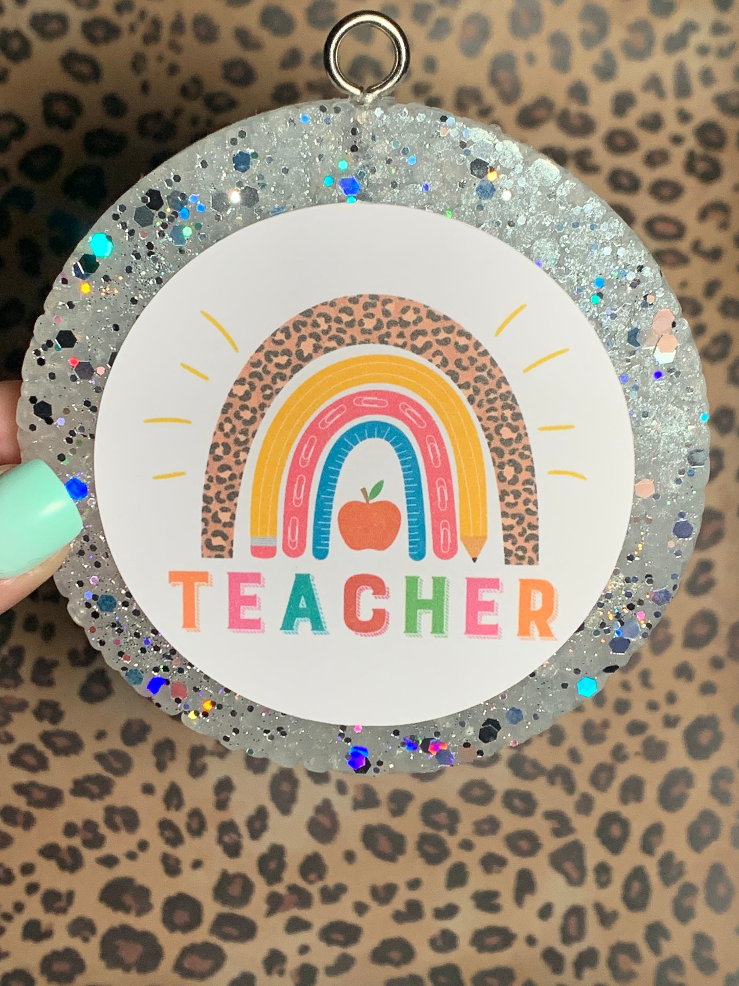 Teacher Leopard Print Rainbow Cardstock Freshie