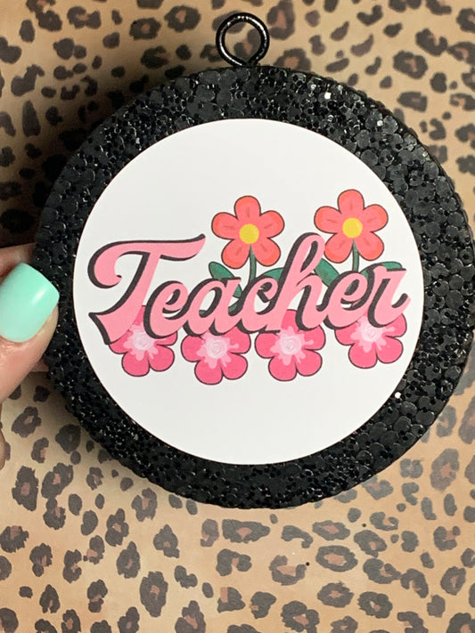 Teacher with Flowers Cardstock Freshie