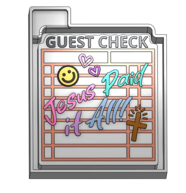Guest Check Jesus Paid It All Freshie Mold