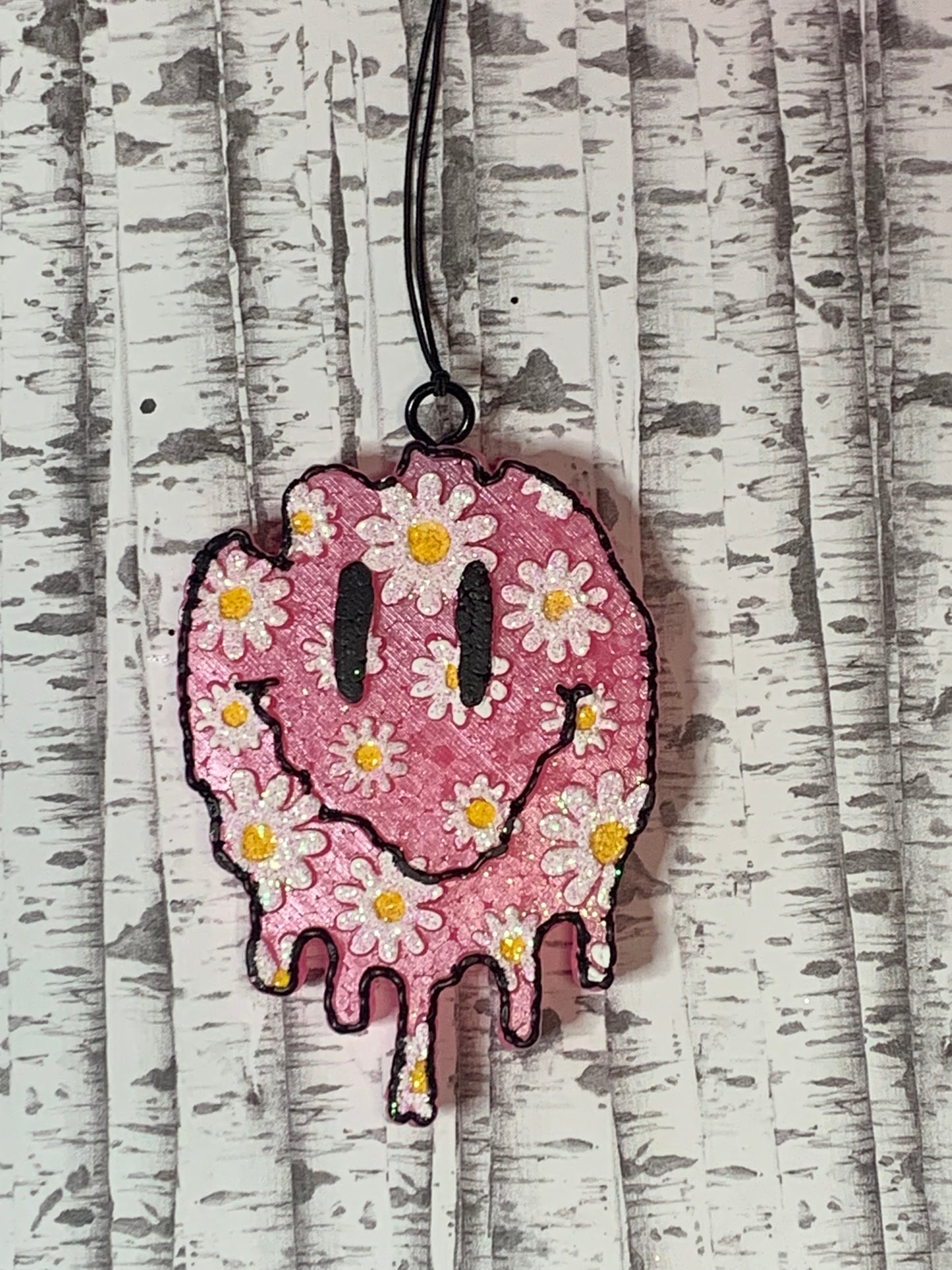 Pink Daisy Smiley Face Drip