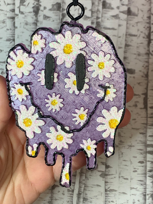 Purple Daisy Smiley Face Drip