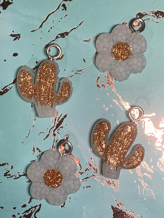 Rose Gold Cactus and Flower Vent Clip Freshie Set