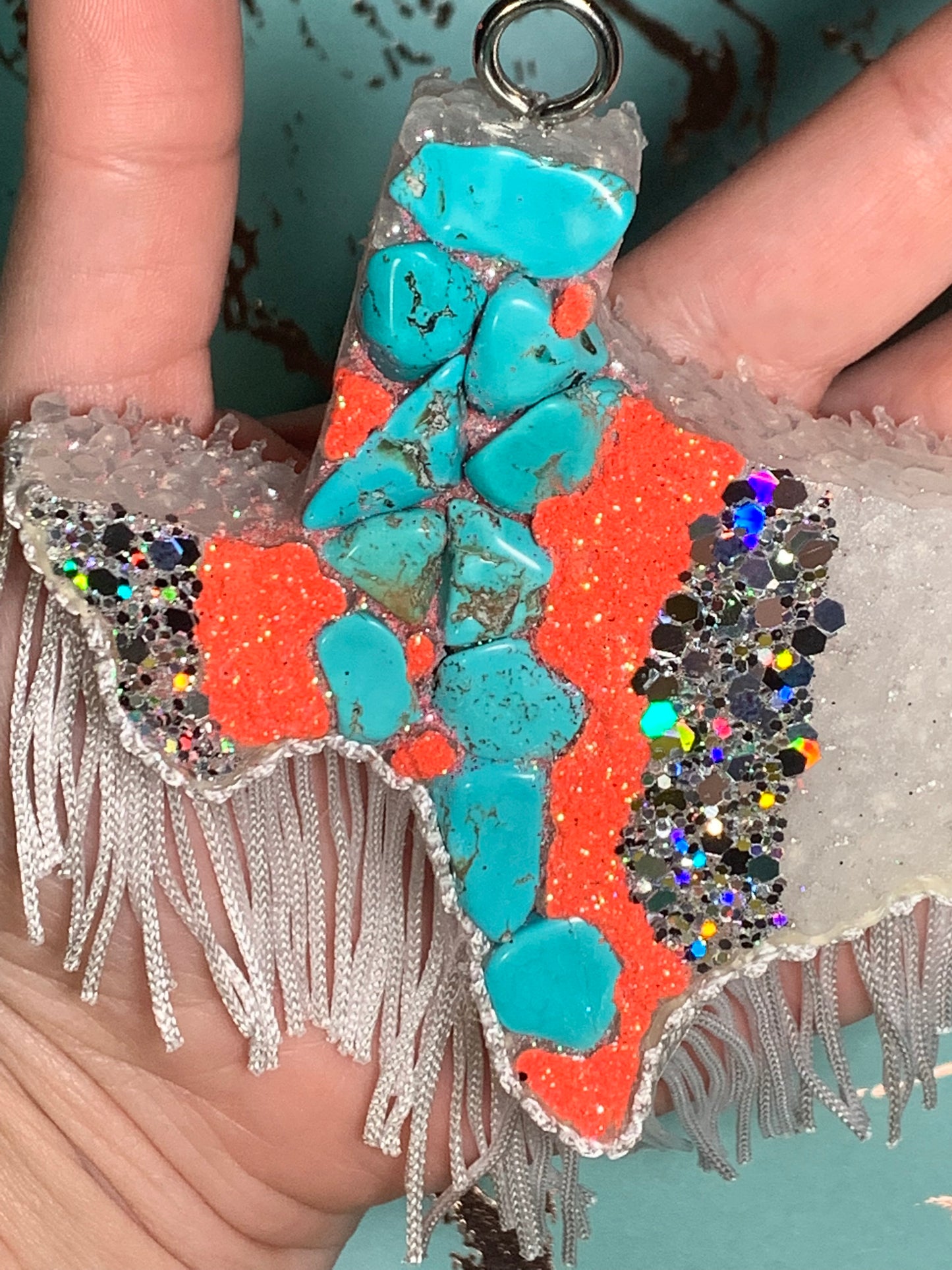 Turquoise & Coral Texas Freshie